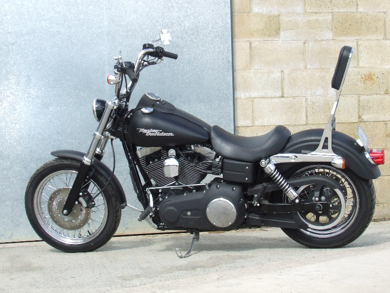 Denim Black Harley Streetbob custom - Satin black finished forklegs huge apes - missing P-pad.